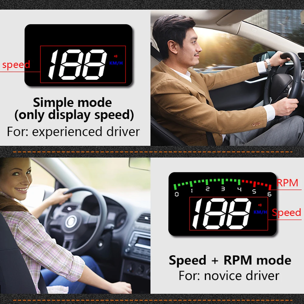 ڵ º   Dispay OBD2 ڵ HUD  ũ   ȸ ӵ RPM ӵ   ˶