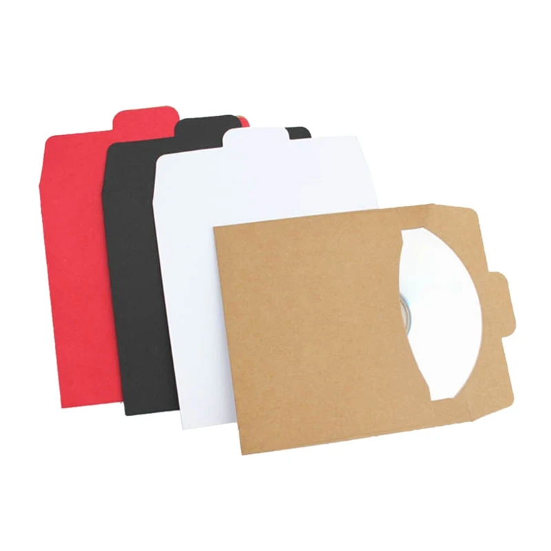 Disc Kraft Paper Cardboard Envelopes Paper Storage Holder Covers Anti-static Container Disc Organizer 30Pcs