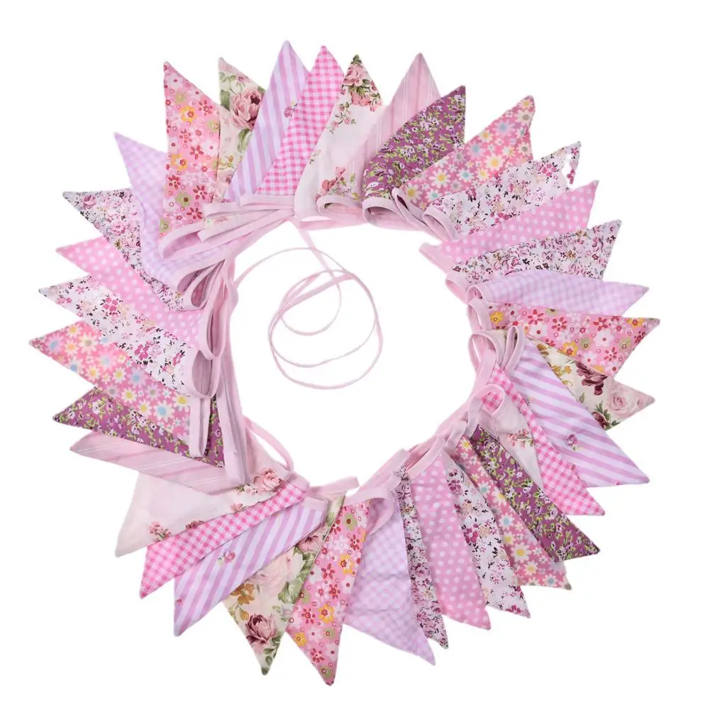 36 шт треугольная материя для флага элегантный розовый цвет хлопок ткани украшения праздничные треугольный флаг для свадьбы День рождения