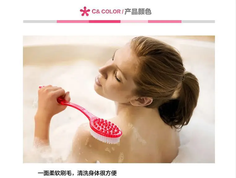 Back Rubbing Bath Brush Soft Bristle Bath Brush Long Handle Massage Bath Brush Bath Back Rubber Cleaning Bath Brush