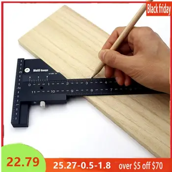 

T Type Woodworking Multifunction High-precision Ruler Scriber Measuring Carpentry Marking Gauge Carpenter DIY Tools