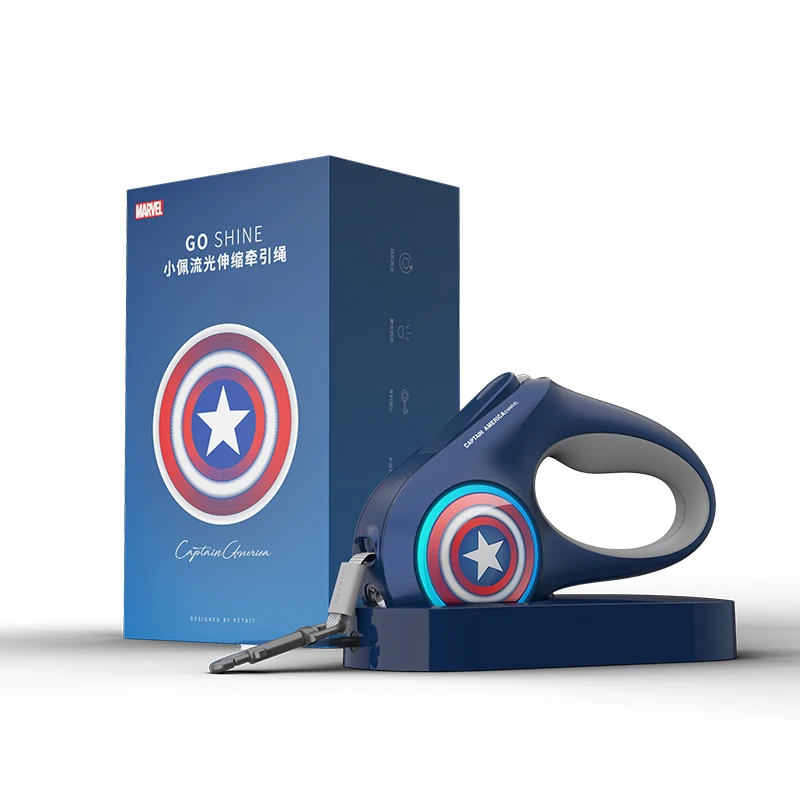 Captain America Хит, PETKIT, собачий Телескопический поводок, версия MARVEL, собачий ошейник, ремень безопасности, собачий ошейник, поводок, портативный, для улицы, товары для домашних животных - Цвет: Captain America