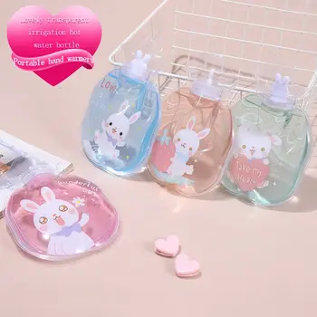

350ML Creative Cute Cat Fresh Flannel Cover Hot Water Bottle Water Injection For Woman Girl Children Hot Compress Hand Warmer