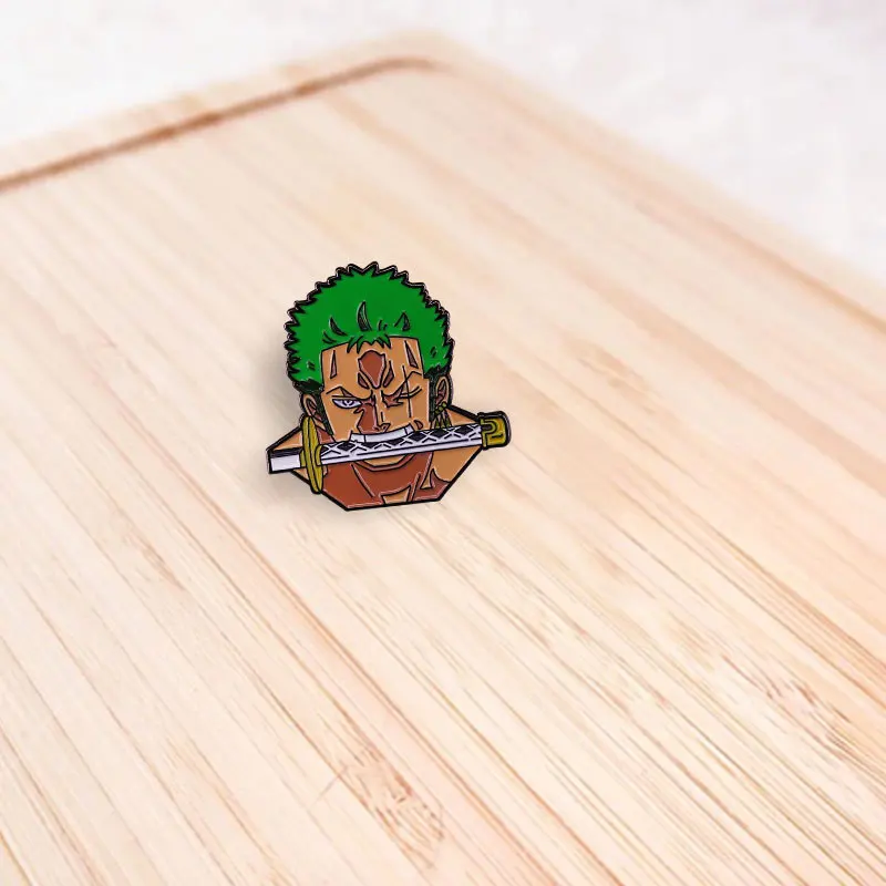 Japan Anime Sea Thief Hunter Roronoa Zoro Brooch For Women Men Enamel Lapel pins Badges Cosplay Fans Friends Christmas Gift
