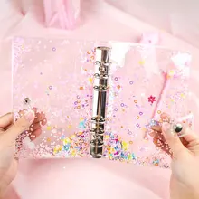 Милый Блестящий Прозрачный чехол для ноутбука A5 A6 с 6 отверстиями 10 шт. сумки для хранения альбомов и страниц