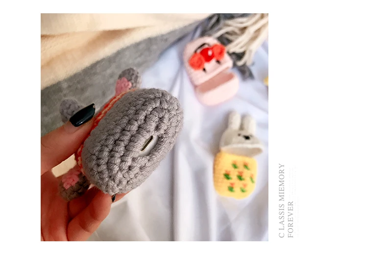 Зимний вязаный милый 3D мультяшный слон желтая утка Улица Сезам силиконовый Bluetooth чехол для наушников для AirPods 2 аксессуары чехол