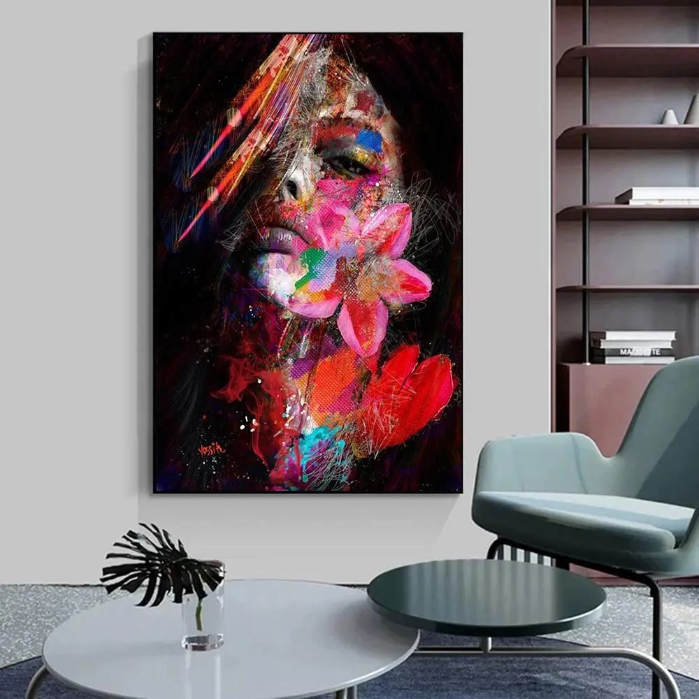 HMXQLW Rouge Amour Graffiti Art Abstrait Toile Peinture Tableau Decoration  Murale, Impression sur Toile Art Affiche Salon Chambre Maison Décoratifs