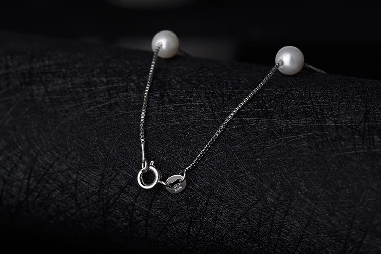 Серебряное ожерелье, 925 пробы, серебряная простая цепочка, плавающее жемчужное ожерелье, очаровательное свадебное Колье, Ожерелье, хорошее ювелирное изделие