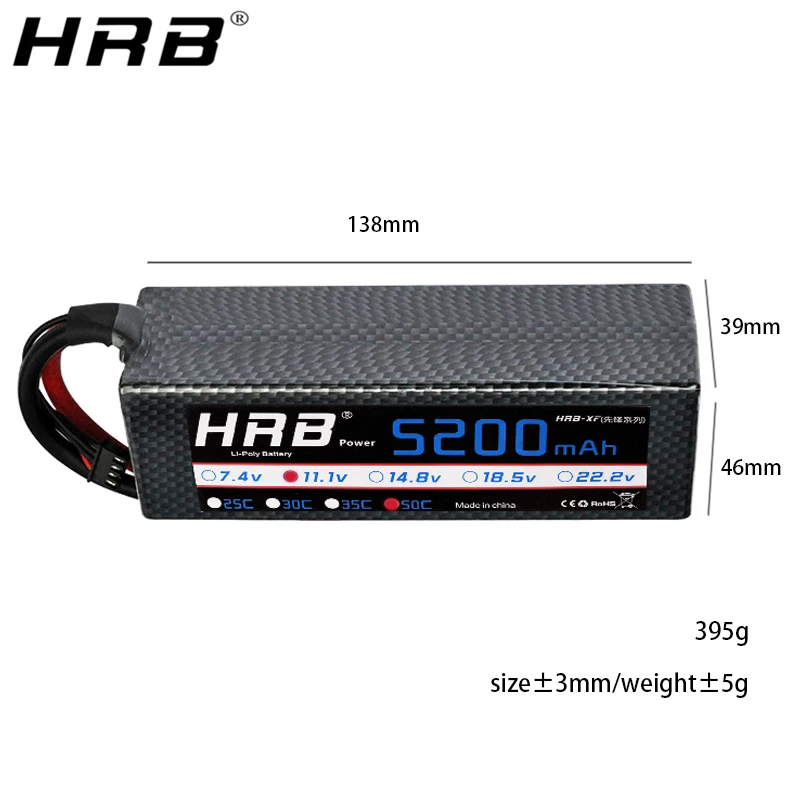 Литий полимерный аккумулятор HRB 3S 11 1 В 3000 мАч 3300 3600 4000 4200 5200 6000 T Deans XT60 TRX Plug