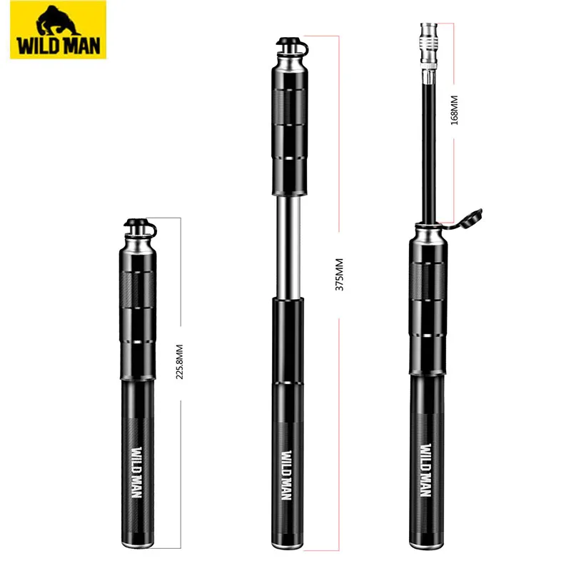 WILD MAN Retractable Portable Bicycle Tire Pump Light Aluminum Alloy Bike Pump Inflator Ball Pump 120 Psi Bike Accessories - Image 3