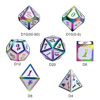 Dice Metal Set 7 Set Colorful Multifaceted Game Dice Board Game Crafts Dice Entertainment Casual Game solid polished brass dice 20mm metal cube copper poker bar board game gift 1pc