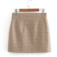 ZOEPO юбки с узором «Хаундстут» Женская модная повседневная тонкая юбка женская элегантная мини-юбка на молнии