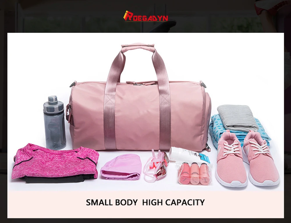 ROEGADYN Light Weight Pink Gym Bags Women Fitness Yoga Bag Gym Bags For Women With Sholder Strap Sports Bags Men For Gym Women