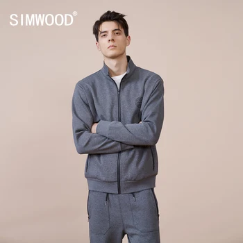 SIMWOOD 2022 Spring New Zip up Hoodies Men Casual Logo Print Jogger Sweatshirts Plus Size High