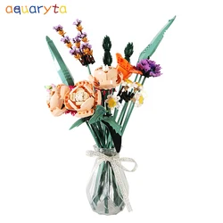 AQUARYTA – blocs de construction en plastique, briques, fleur, jouet, bricolage, Illustration en pot, décoration de la maison, cadeau de nouvel an, noël, anniversaire, 10289 