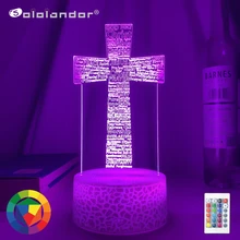 

The Holy Bible Psalm Poem Christian Cross Led Night Light for Church Decor Gift for Christians Bedroom Table Lamp Cross Jesus