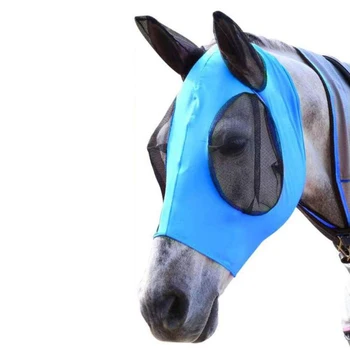 

Anti-Mosquito Horse Mask Anti-Fly Mesh Equine Mask Horse Mask Stretch with Ears Cover Horse Fly Mask Farm Animal Carriers TB