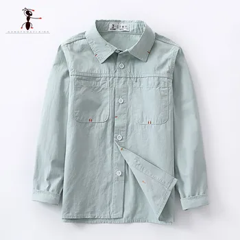 

Kung Fu Ant 2020 Spring Autumn 100% Cotton Double Pocket White Boys Shirts 4-12year Soft Comfortable Children's Tops