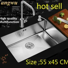 Модная кухонная мини-раковина, прочная, 3 мм, толстая, пищевая, 304, нержавеющая сталь, один слот, горячая Распродажа, 55x45 см