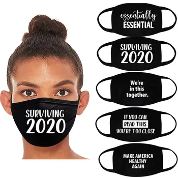 

Fast Delivery Mask For Face Scarf Adult Women Letter Printed Safet Protect Washable Dustproof Cotton Face Mask Máscara Facial