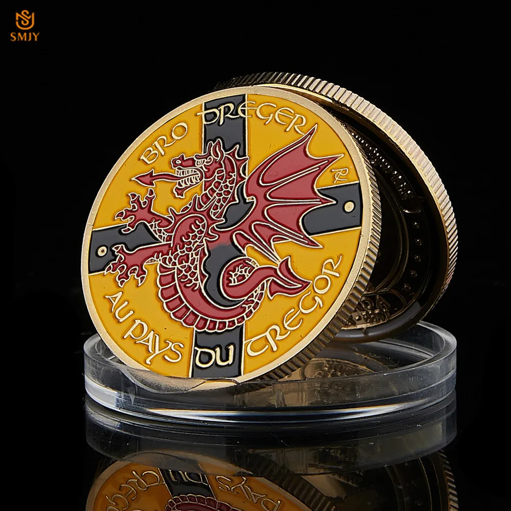 Bro Dreger Au Pays Ou Cregor Euro Flying Dragon France Bretagne Crown Golden Animal Collectible Coins Original Gift | Дом и сад