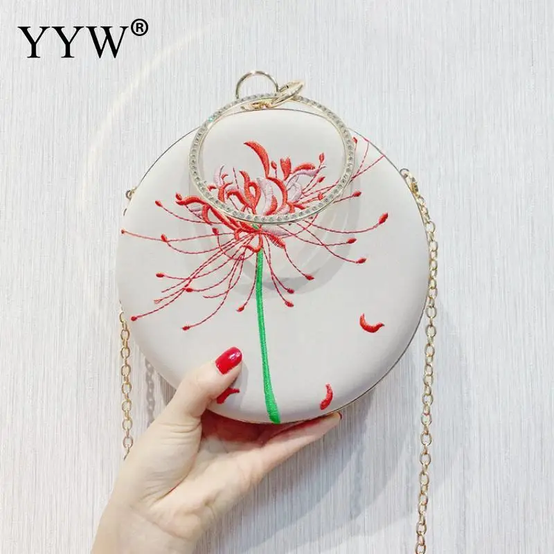 Синий клатч со стразами Женский Свадебный круглый цветок клатч Сумочка Кошелек цветочный хрустальный круглый кольцо Коктейльная Сумочка для женщин Новинка - Цвет: apricot