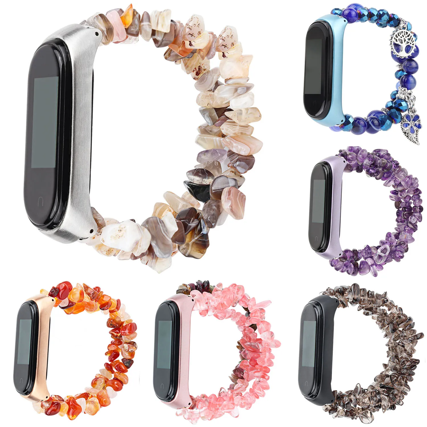 Elegante Cinturino In Pietra Preziosa Per Xiaomi Mi Band 4 3 Bracciale Da Donna In Agata Per Cinturini Miband 4 3 Cinturini