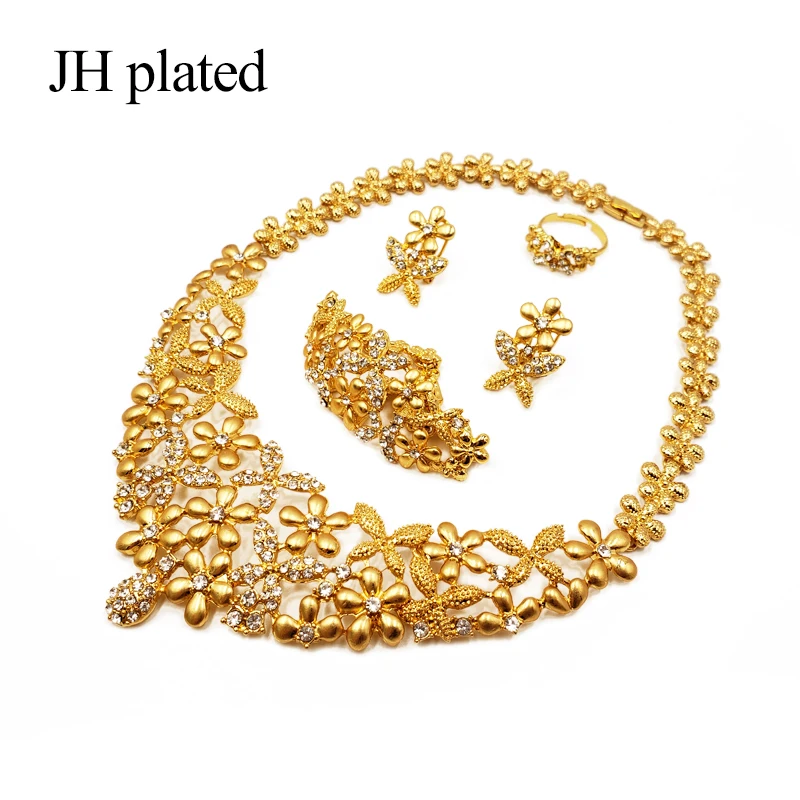 JHplated 2019 Нигерия Дубай модные цветы ювелирные наборы африканские свадебные