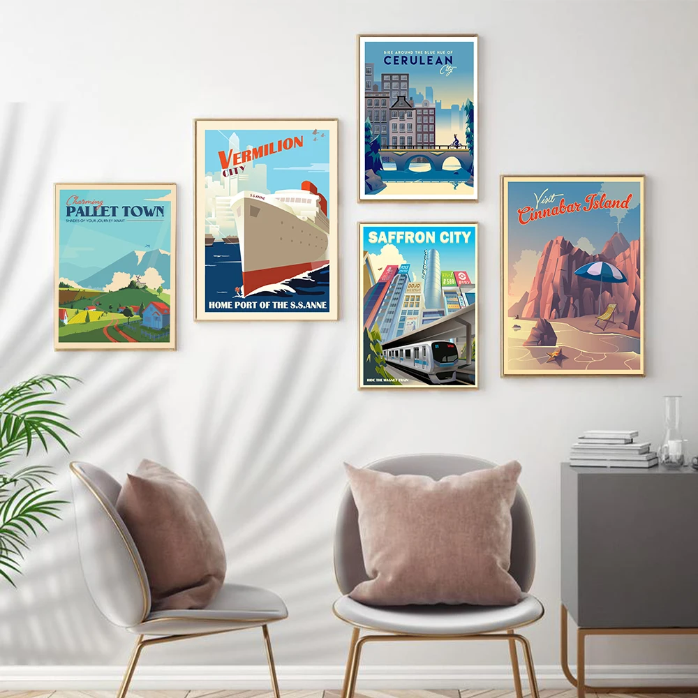 

Landscape Island Town Poster Wall Art Canvas Printmaking Painting Travel Picture Living Room Home Decor Gift Ideas