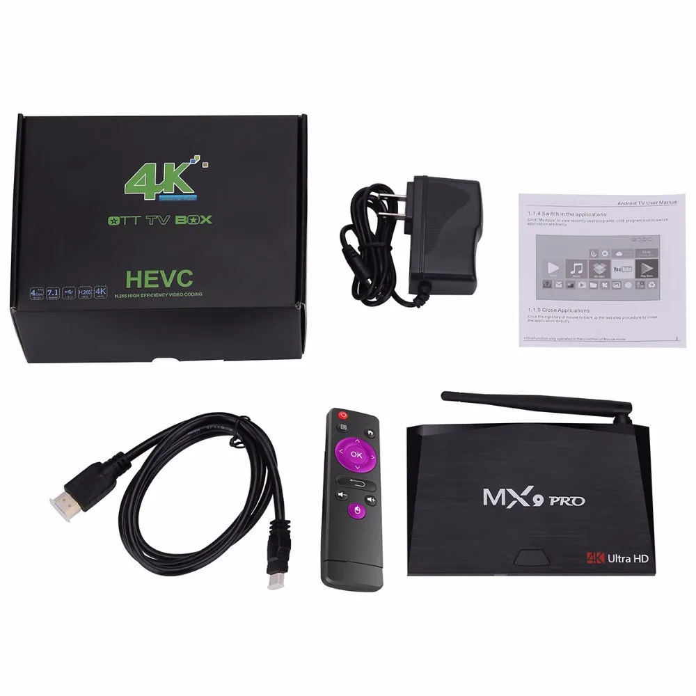 MX9 Pro 4GB 32GB Android 7.1 TV Box RK3328 Quad Core 4K VP9 3D 2.4G 5G WiFi BT4.1 Smart Set top box