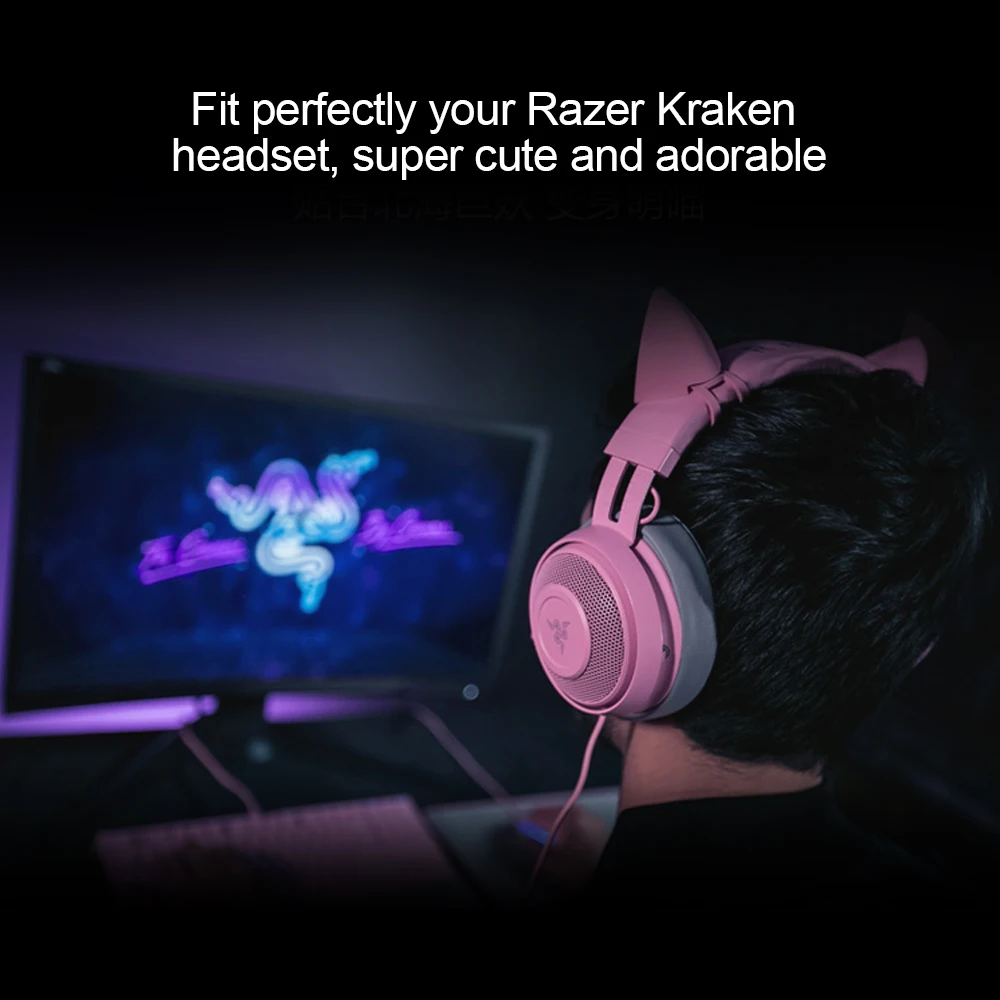Pink/purple Razer Attachable Kitty Ears 