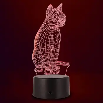 

Cat Remote Control Night Light Colorful Touch Lamp 3D Vision Lamp (No Battery)