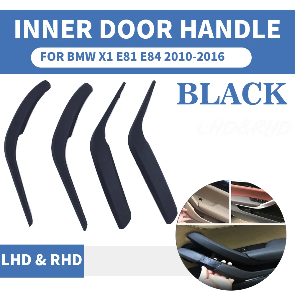 

4PCS SET Black Front Rear Left / Right Car Interior Door Handle Inner Pull Trim Cover Armrest For BMW X1 E84 10-2016 ABS Fits