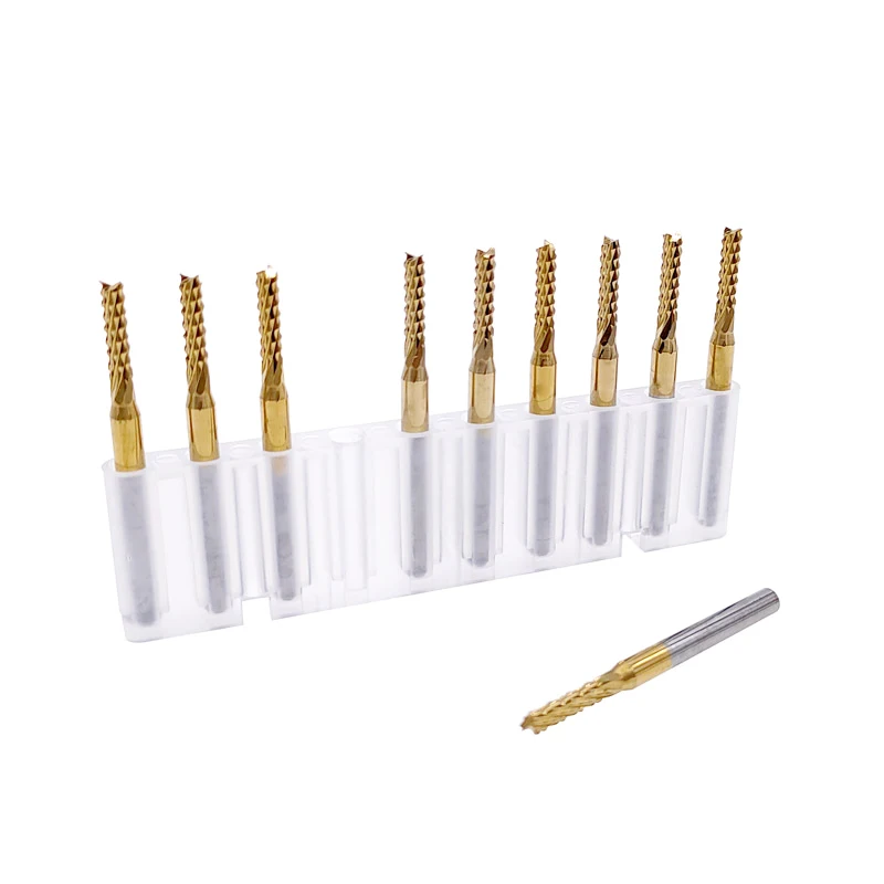 10pcs 0.6-3.175mm 초경 PCB 옥수수 밀링 커터 세트 금속에 대 한 생크 기계 조각 비트 엔드 밀 밀링 커터