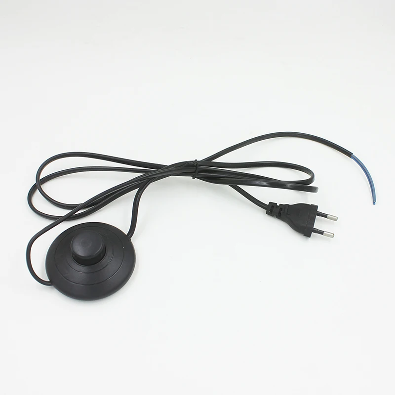 Off EU/US Plug Button Wire Power For White LED Cable Black Extension with Switching Cord Lamp or Light switch 1.8m 317 On line