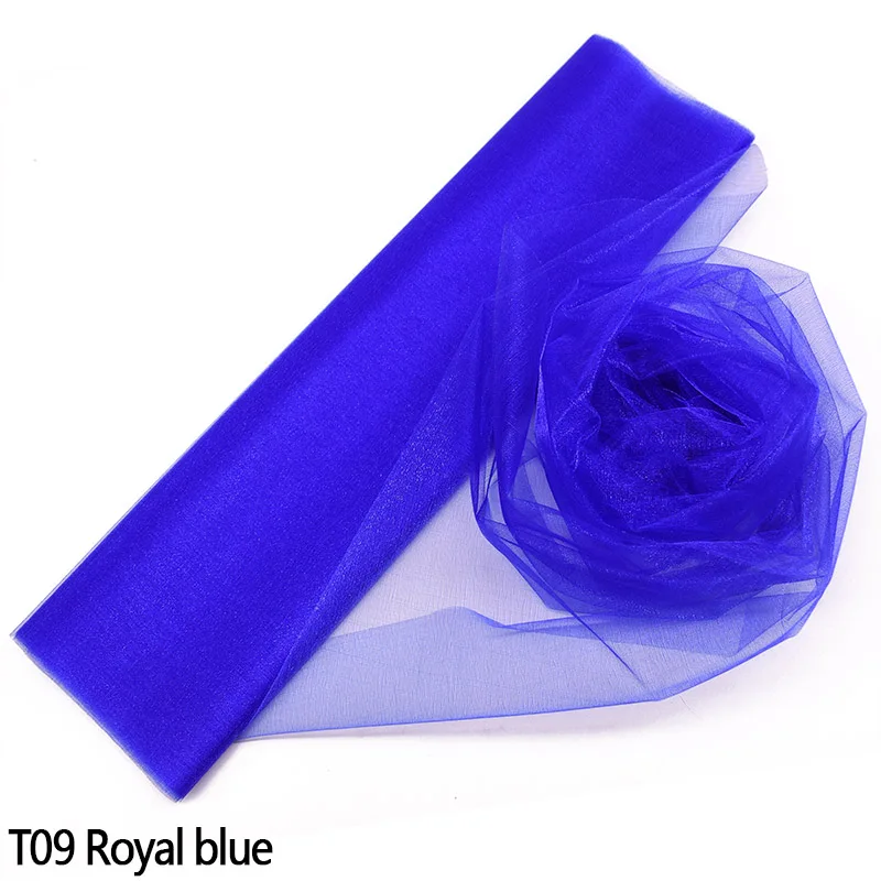 5 м 48 см свадебные органза тюль рулон Хрустальная ткань органза для детского душа DIY арки стул пояса свадебные украшения вечерние - Цвет: T09 royal blue