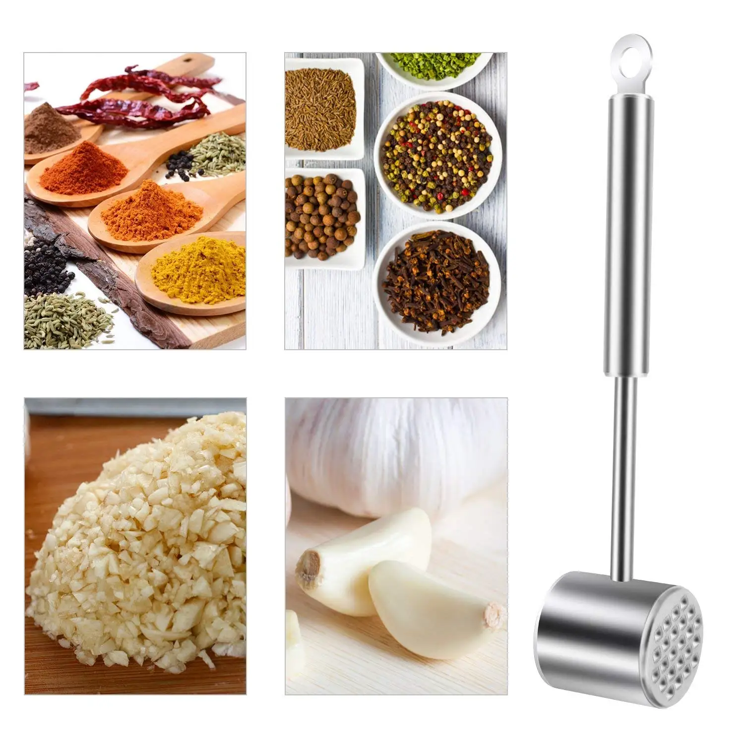 Сверхмощный молоток для мяса, пригодный для мытья в посудомоечной машине, устойчив к ржавчине, 304 из нержавеющей стали, мясной фунт