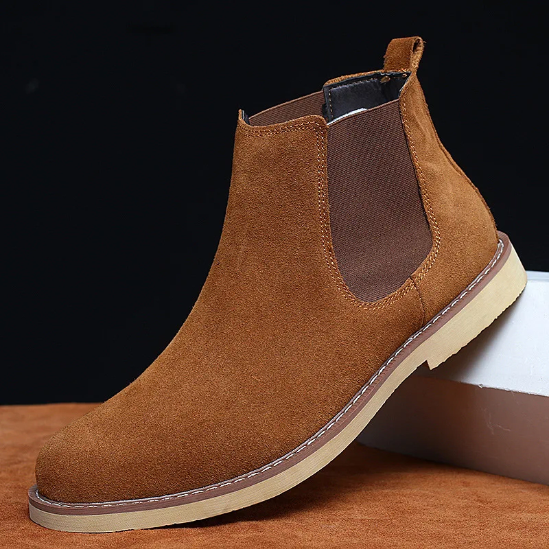 Men Boots Luxury Spring/Winter Elegant Chelsea Cow Suede Leather Lovers' Casual Shoes Plus Size 47 Zapatillas Hombregy | Обувь