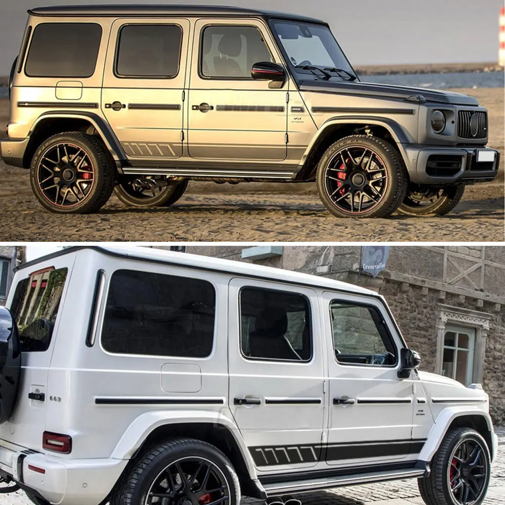  1Set Car Waist Side Skirt Decoration Vinyl Stickers Decals for Mercedes Benz G500 G63 W463 G65 Auto