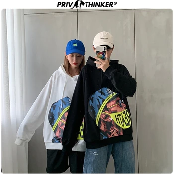 

Privathinker Men Woman Cartoon Printed Hooded Sweatshirts Couple Casual Collage Pullovers Tops Mens Spring Fashion Hoodies 2020