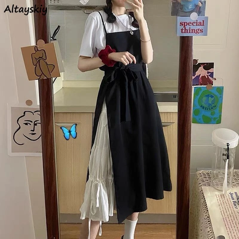Dress Women Summer Fashion Spaghetti Strap College Sweet Casual Japanese Style Streetwear Lace-up Female Soft High Waist Vintage party dresses