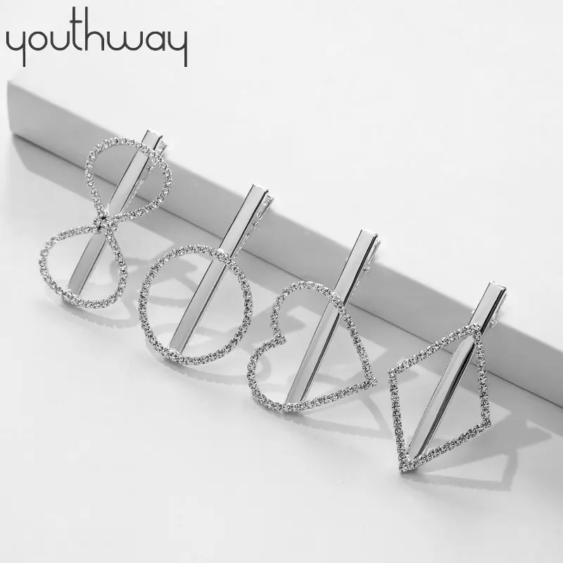 Blingbling полые геометрические блестящие заколки для волос Стразы с пентаграммой Корона сердце эллипс шпильки заколки аксессуары для волос