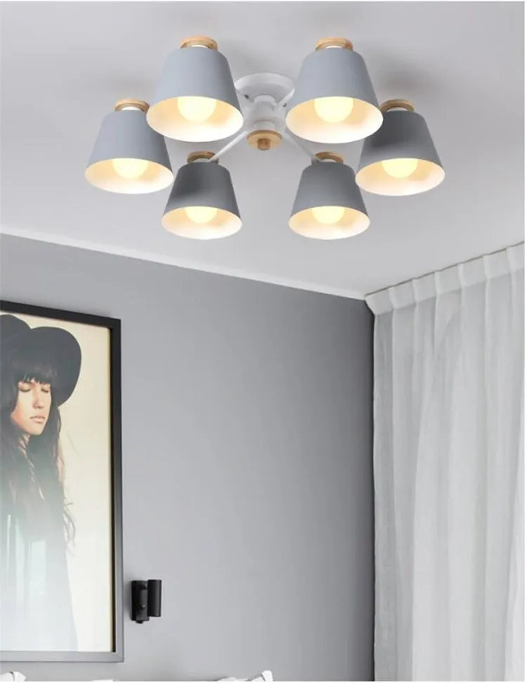 Chandelier Lighting For Living Room LED Lustre Wooden Hanging Light Ceiling Chandeliers Modern Kitchen Lights