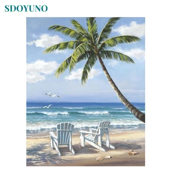 

SDOYUNO 60x75cm Painting By Numbers Room Decoration Seascape Frame DIY Home Decor paint by number Scenery canvas painting kits