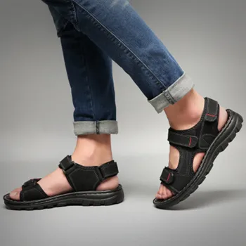 

2020 summer new men's casual leather sandals open toe breathable fashion beach shoes soft bottom non-slip shoes Мужские сандалии