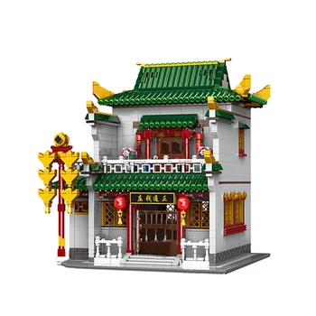 

2955Pcs MOC Art Culture Small Particle Chinese Architecture Bank Wanfu Inn Building Blocks DIY Construction Model Education Toy