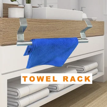 

Stainless Steel Bathroom Towel Rack Kitchen Cabinet Door Hanging Storage Shelf Sundries Organizer Stand For Home Supplies