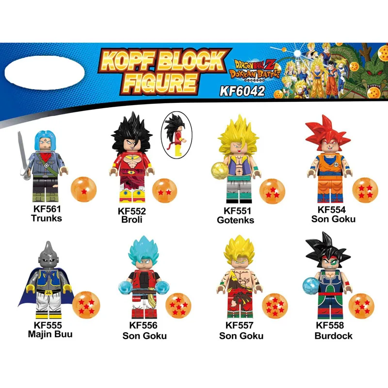 

KF6042 Plastic Building Blocks Bricks Super Trunks Action Dragon Ball Series Son Goku Majin Figures For Children Toys