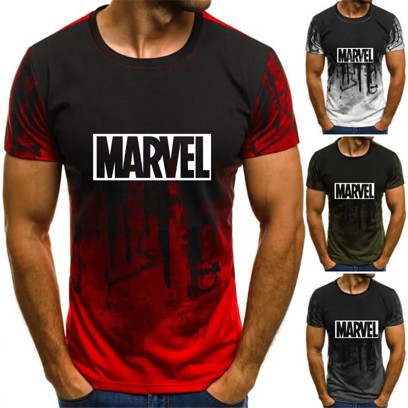 Мужская футболка с принтом MARVEL новинка 2020 камуфляжная коротким рукавом|Футболки|