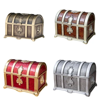 

Vintage Jewelry Box Pirate Treasure Chest Gift Storage Case Necklace Pendant Packing Box Antique Retro Box